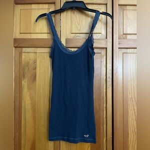 Navy blue lace scoop neck tank top